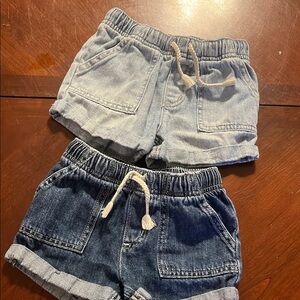 Kids Denim Shorts Set - Light Blue and Dark Blue 3T